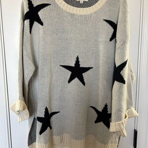 Umgee Black and Cream Star Sweater